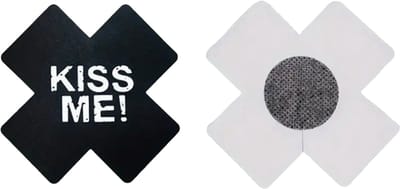 CHPN - Tepelcovers - Tepelsticker - Kiss me sticker voor op tepels - Zwart - Grappige tepel sticker - Tepels afplakken - Festival - Feest - Sexy - 1 paar
