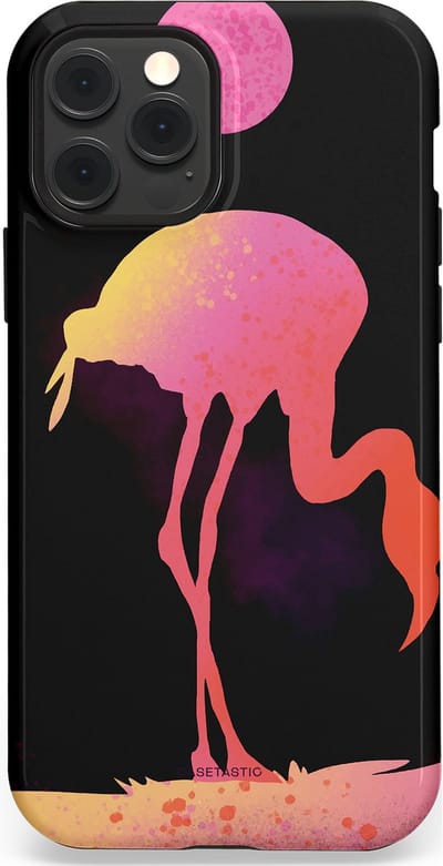 Casetastic Hoesje Geschikt voor Apple iPhone 12/12 Pro Magsafe - Stijlvolle Beschermende Duo-layer Case - Silhouet Flamingo