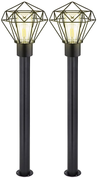 Patio lamp terraslamp buitenlamp industriële vloerlamp zwart roestvrij staal voetlamp, 1x E27, LxH 22,5x100 cm, set van 2