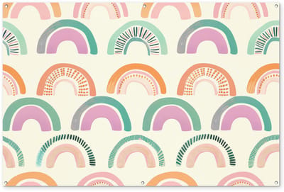 Tuinposter 180x120 cm - Tuindecoratie Regenboog - Pastel - Patroon - Poster voor in de tuin - Buiten decoratie - Schutting tuinschilderij - Tuindoek muurdecoratie - Wanddecoratie balkondoek