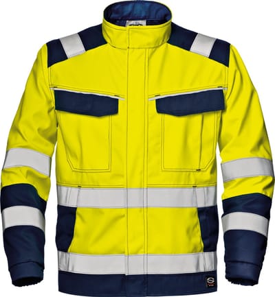 SIR SAFETY POLYTECH PLUS HV Hi Vis Reflecterend Gevoerde Werkjas HEREN Veiligheidsjas Geel Blauw - Vlamvertragend - Antistatisch - Reflecterende Band