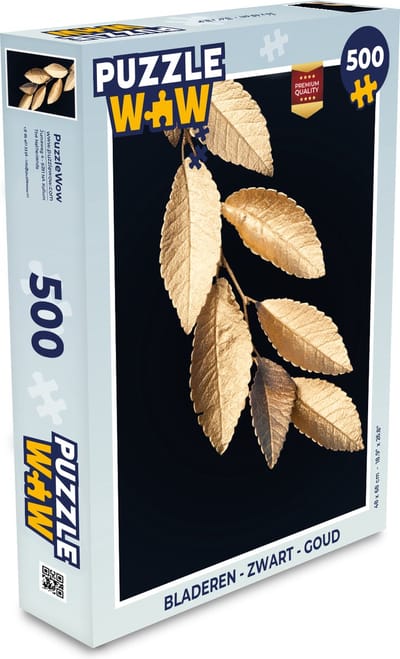 Puzzel Bladeren - Zwart - Goud - Luxe - Planten - Legpuzzel - Puzzel 500 stukjes