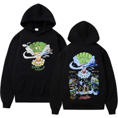 Zeldzame Punk Band Green Day Dookie Hoodie Mannen Klassiek Gotisch Vintage Rock Sweatshirt Heren Hip Hop Oversized Hoodies 90s Streetwear M zwart