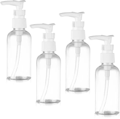 Thijox - 4 Stuks 30 ml Transparante Airless Pompflessen - Kunststof Reisdispenserflessen voor Cosmetische Lotion - Ideaal voor Vakantie en Dagelijks G