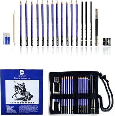 DnA® Tekenset - Tekendoos - Tekenkoffer - Tekenset Volwassenen - Tekendoos Voor Kinderen - Paars - 19cm x 20cm x 10cm