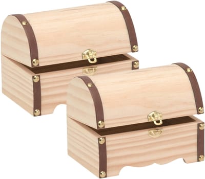 Houten kistje - 2x - ronde deksel - 11,5 x 7,5 cm - hobby / knutsel voorwerp - onbewerkt