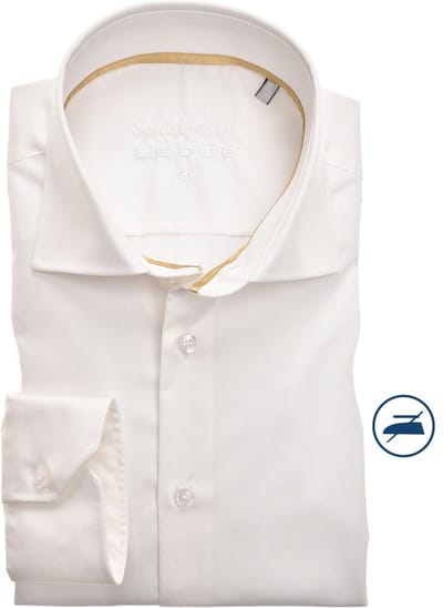 Ledub slim fit overhemd - mouwlengte 7 - beige twill - Strijkvrij - Boordmaat: 45 (EU maat: XXL)