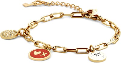 Special Moments 8KM-BL0006 Stalen armband - 16,5 + 3 CM - Happy - Goudkleurig