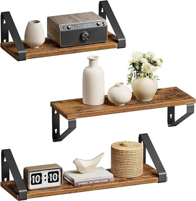 Zwevende wandplanken set van 3 - Vintage industrieel ontwerp voor woonkamer, keuken of badkamer