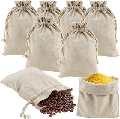 Katoenen en Jute Tas, Trekkoord Tas, Linnen Zak voor Cadeaus, Cosmetica, Sieraden en Feestjes, 20x30cm, Duurzaam en Milieuvriendelijk