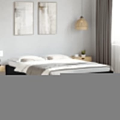 Bedframe Metaal - Slaapkamermeubel - Ontspannen Slapen - Bewerkt Hout Design - 120x190 cm - Zwart