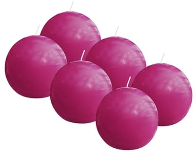 Bolsius - Glanzende bolkaarsen - 6 Stuks - Fuchsia roze - 7cm - 16 Branduren