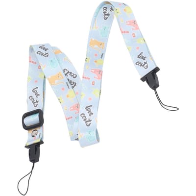 1.2m Camera Riem Riem Gedrukt Patroon Multifunctionele Schouder Nek Riem voor Polaroid Mini 12 11 Blue kitten blauw