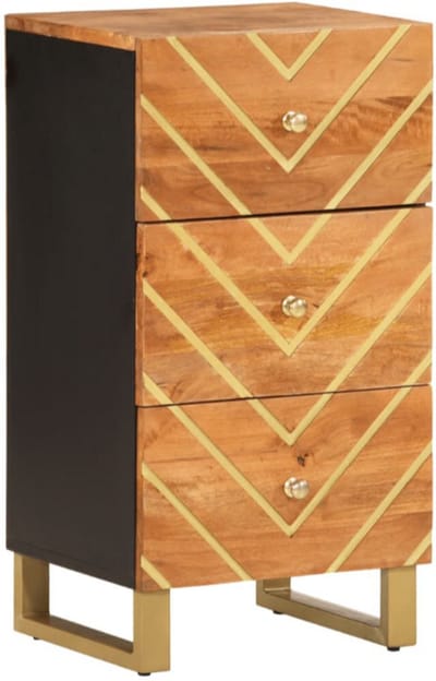 Dressoir 40x33,5x75 cm massief mangohout bruin en zwart