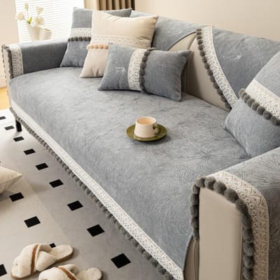 Chenille Bankhoes Pluche Bol Bankhoes Vier Seizoenen Woonkamer Universeel Huis Bankhoes Kussen Crème Wind Bankkussen 70x70cm 1pcs