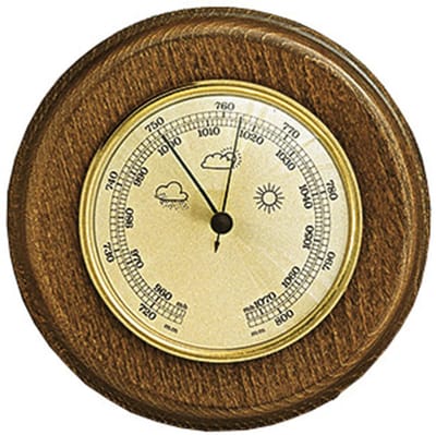 Barometer Weerstation - Analoge Luchtmeter - Weersvoorspelling Thuis - Mechanisch Uurwerk - Ø 150 mm - Eikenhout