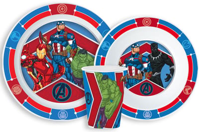 Avengers Serviesset - Beker 260 ml - Diepe kom - Plat bord - 3 stuks - Army - Voor verjaardagen en feestjes - Voor kinderen - Voor jongens