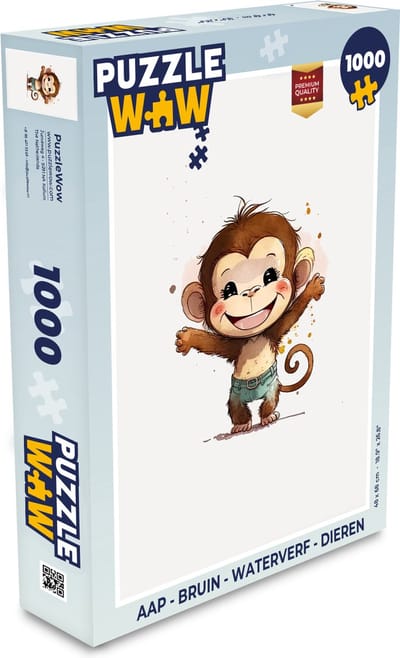 Puzzel Aap - Bruin - Waterverf - Dieren - Meiden - Jongens - Legpuzzel - Puzzel 1000 stukjes volwassenen