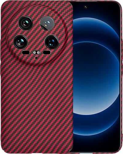 Hoesje geschikt voor Xiaomi 14 Ultra - Techsuit Carbonite FiberShell Carbon Back Cover - Rood