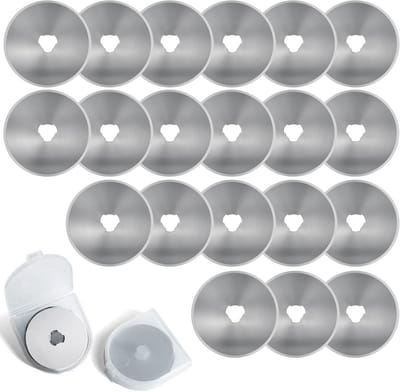 20 Stuks Vervangende Snijbladen voor Rolsnijders, 45 mm, RVS, Geschikt voor Stof, Papier en Quilten met Opbergdoos