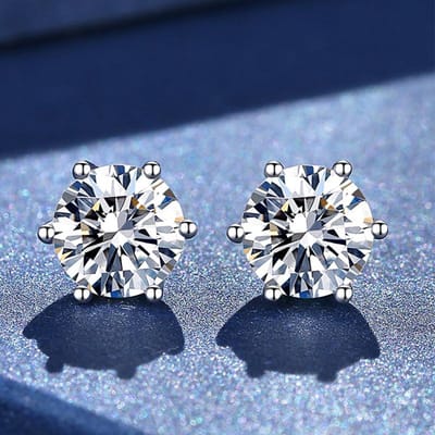 Echte Moissaniet Diamant Stud Oorbellen D Kleur 1ct 925 Sterling Zilver Zes-Poots Oorbellen Bruiloft Fijne Sieraden voor Vrouwen 1.0ct 6.5mm 1 Pair white
