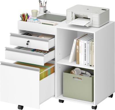 Rolcontainer met laden - Archiefkast op wielen - Thuiswerk organiseren - Hoge draagkracht - 40 x 80 x 65 cm
