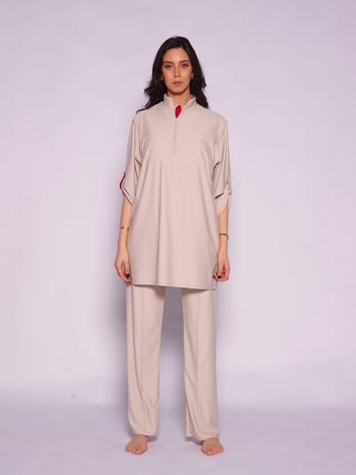 MYKINY BRAND - Burkini - Noor -Beige bone - Maat M - Waterafstotend - badpak (valt klein)