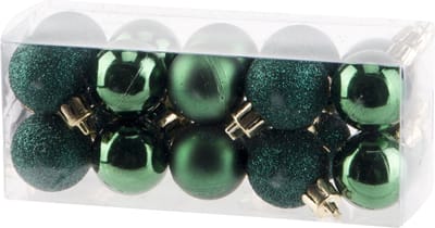 Cosy & Trendy Kerstballen - 20 st - kunststof - donkergroen - mat-glans-glitter - 3 cm