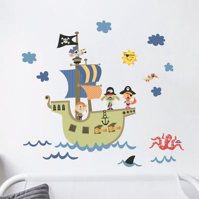 Muurstickers - Piratendieren van de oceaan - Transparante achtergrond - 60x60cm