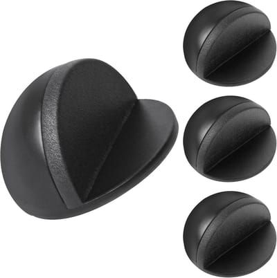 Zelfklevende Deurstopper Vloer (4x) - Ovale RVS Deurstop met Rubberen Buffer