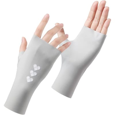 Zomer IJszijde Zonnebrandhandschoenen Halve Vinger Huidvriendelijk Ademend UV-bestendig Dun Model Autorijden Vinger Anti Zwart Nagelkunst Handschoenen white