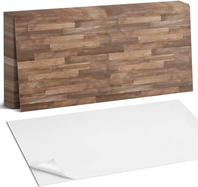 Coloray Plaktegels - Vloerplankpatroon Zelfklevende Wandtegels - 40 cm x 20 cm - Bruin Plaktegels - 10 stuks - Rechthoek PVC Tegels - Plaktegels Badkamer - Vloertegels Zelfklevend - Vinyl Tegels - Portugese Tegels