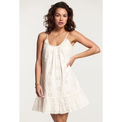 Shiwi Ibiza Dress Broderie Anglaise Jet Stream White Size: S | Mini Dresses Outlet | Dames | Ecru