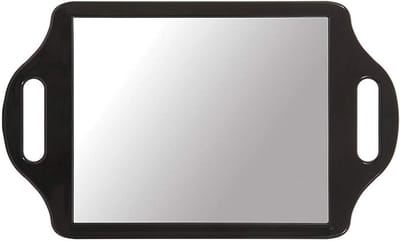 Grote Handspiegel voor Kappers - Professionele Salonspiegel met Dubbele Handgrepen - Groothoek en Ideaal voor Visagie - 36,5 x 21,7 cm