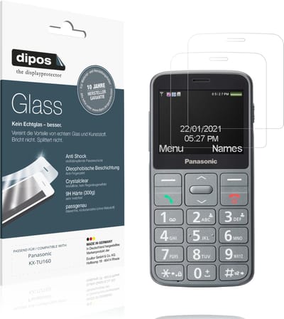 dipos – 2x Pantserfolie geschikt voor Panasonic KX-TU160 | 9H Screenprotector