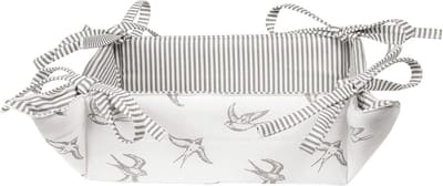 Clayre & Eef Broodmand 35x35x8 cm Grijs Wit Katoen Zwaluw