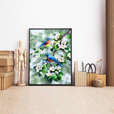 Accessoires de peinture diamant, fleurs, broderie diamant, point de croix, oiseaux, images de strass 20X30CM gray