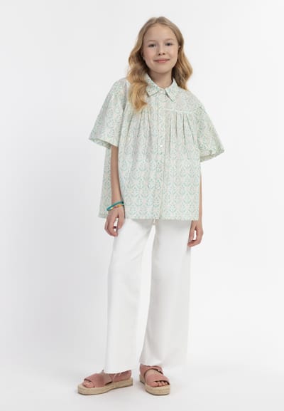 IZIA blouse met korte mouwen meisjes (kinderen) turkoois
