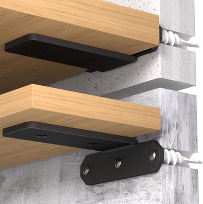 Dailygoods- Plankhouder 80kg Draagkracht - Onzichtbare Plankdragers - Zwarte Plankdragers Metaal - Wandconsole - Hoogwaardige Planksteunen - 3,8cm Hoogte - Plankdrager