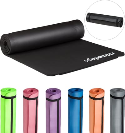 yogamat - 60 x 180 cm - 1 cm dik -- met draagband - zwart