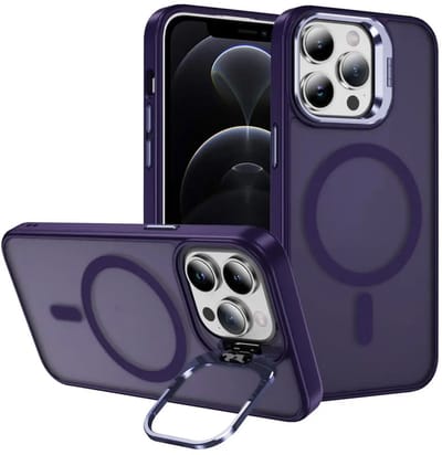 Hoesje Geschikt voor Apple iPhone 12 Pro Max - Compatibel met MagSafe & Qi2 - Back Cover met Standaard - Camera Kickstand - Paars