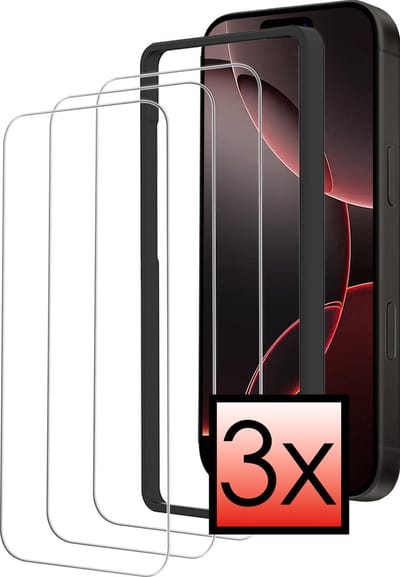 Screenprotector - 3 stuks - Geschikt voor Apple iPhone 16 Pro - Met Installatie Frame - Beschermglas - Gehard Glas - Tempered Glass - Screen Protector - Inclusief Montage Kit