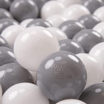 KiddyMoon 50 ∅ 7cm kinderballen speelballen voor ballenbad baby plastic ballen made in eu, wit/grijs