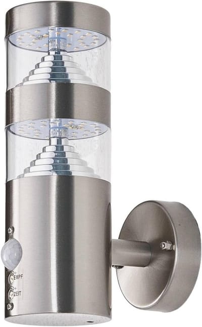 LED wandlamp buiten met bewegingssensor in modern design van roestvrij staal