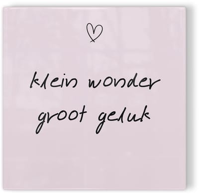 Tegeltje Klein wonder groot geluk - roze - tegeltje geboorte - tegeltje met tekst