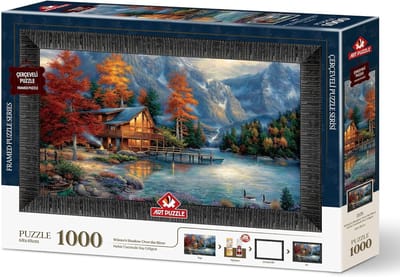 Winter Schaduw Rivier - 1000 Stukjes Puzzel - Ontspannend Tijdverdrijf - Unieke Stansvorm - 48x68 cm - Natuurlijke Kleuren