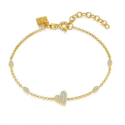 Twice As Nice Armband in 18 kt verguld zilver, hartvorm Goudkleurig 16cm+3cm