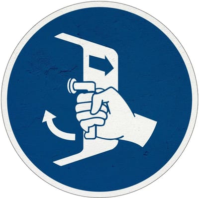 Luiken sluiten en beveiligen gebodsbord - M037 | Sign Again materiaal | 10 cm