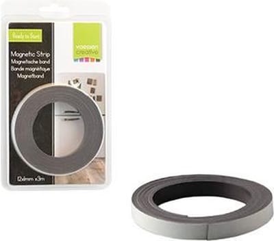 Rayher hobby materialen Magneetband - op rol - 2 meter x 12 mm - zwart - Magneetstrip / magneetband