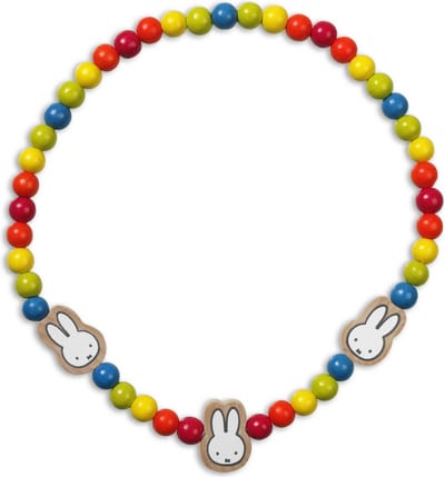 Nijntje ketting met houten kralen - regenboog kleuren - Bambolino Toys - Miffy cadeau tip junior peuter kleuter sieraden kids